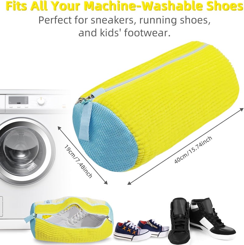 DOBVDLA Shoe Washing Machine Bag | Laundry Shoe Bag for Washer and Dryer, 1pcs Reusable Shoes Cleaner Bags, Chenille Microfiber for Sneakers Tennis Shoes, Zipper with Lock Ring - Image 4